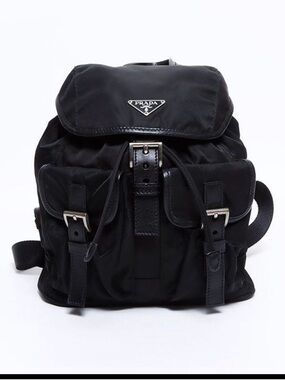 Prada Black Nylon Backpack Vela Small Tessuto Drawstring Bag Authentic